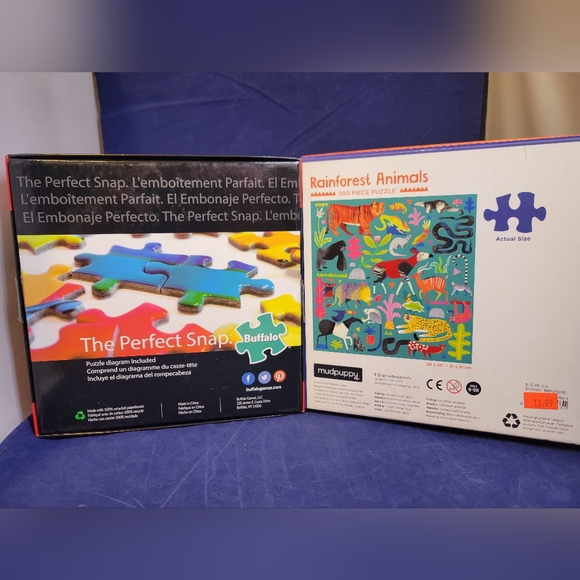 Lot Of 2 Jigsaw Puzzles 500 PC Rainforest (Mudpuppy) & African Animals (Buffalo) - Picture 9 of 11